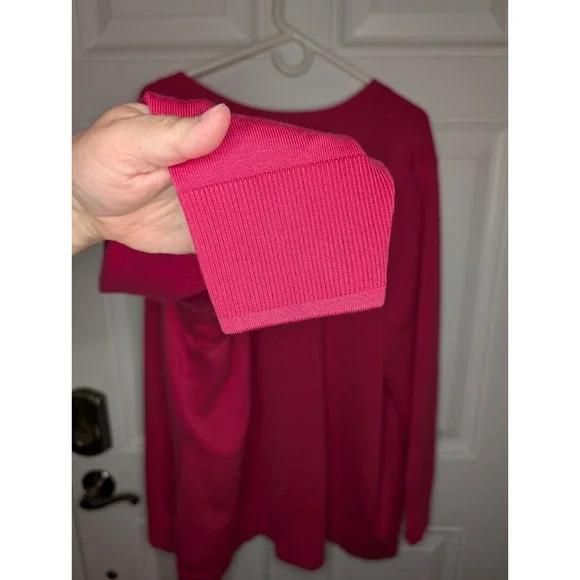 Lane Bryant Modern Long-Sleeve Open-Front Cardigan Berry Pink Women's 26/28 NWT - Picture 6 of 9